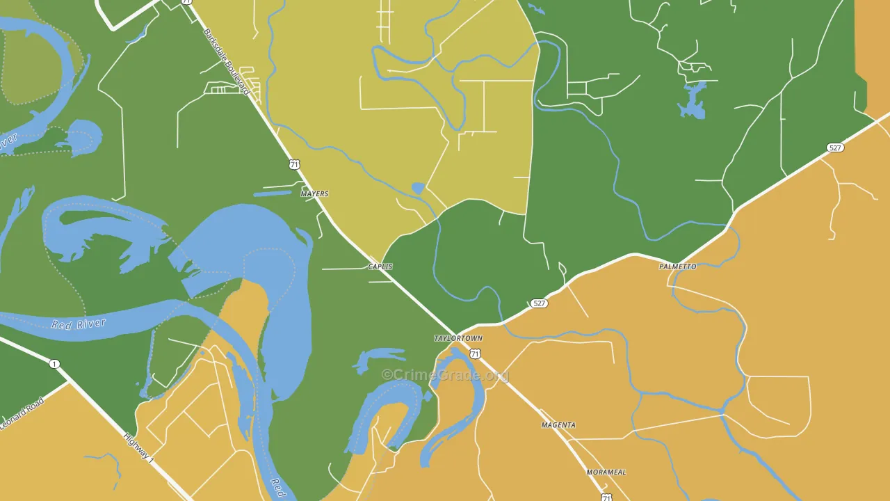 Taylortown, LA Map of Murder Rates