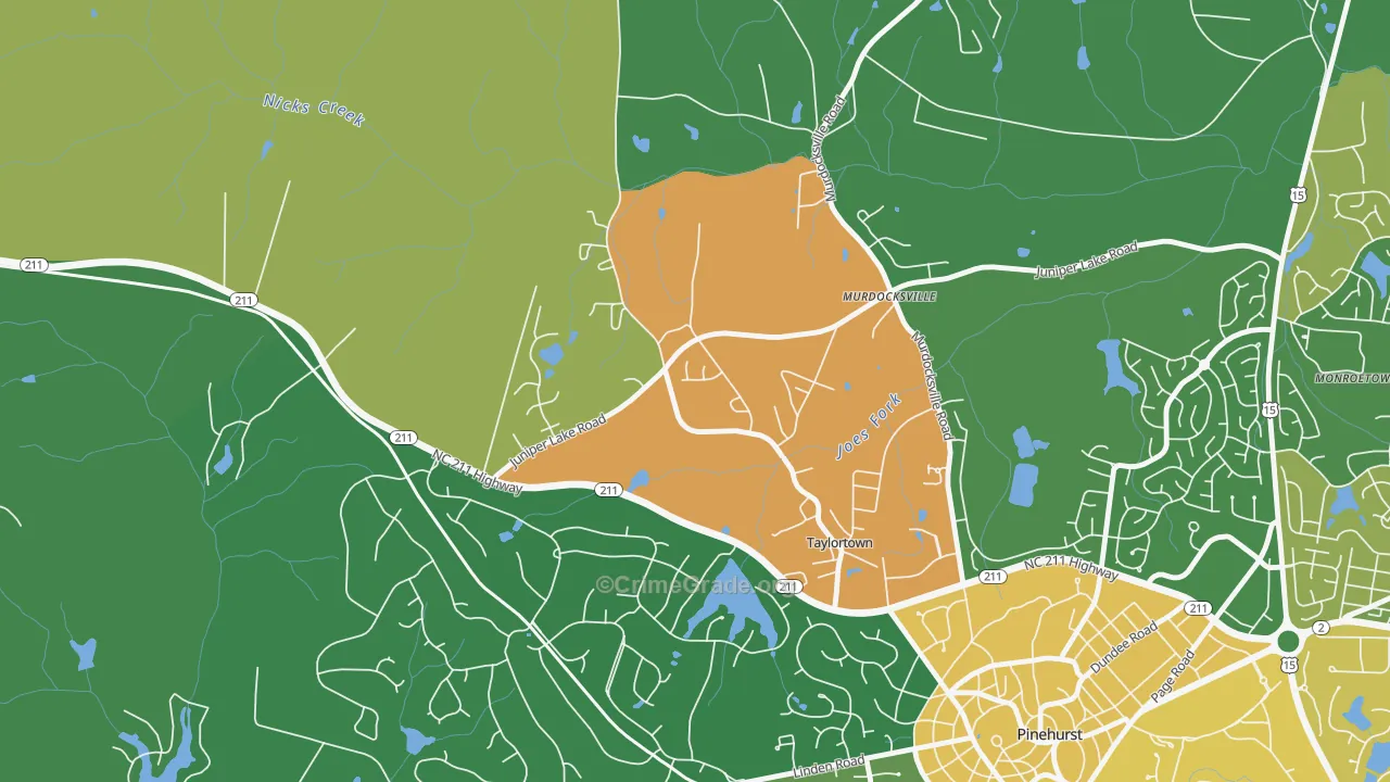 Taylortown, NC Map of Murder Rates