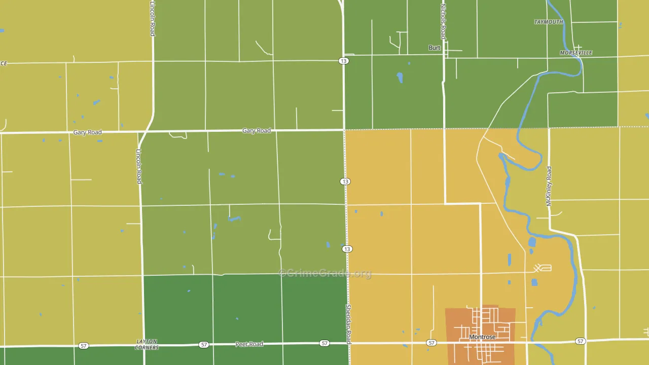 Taymouth, MI Map of Murder Rates