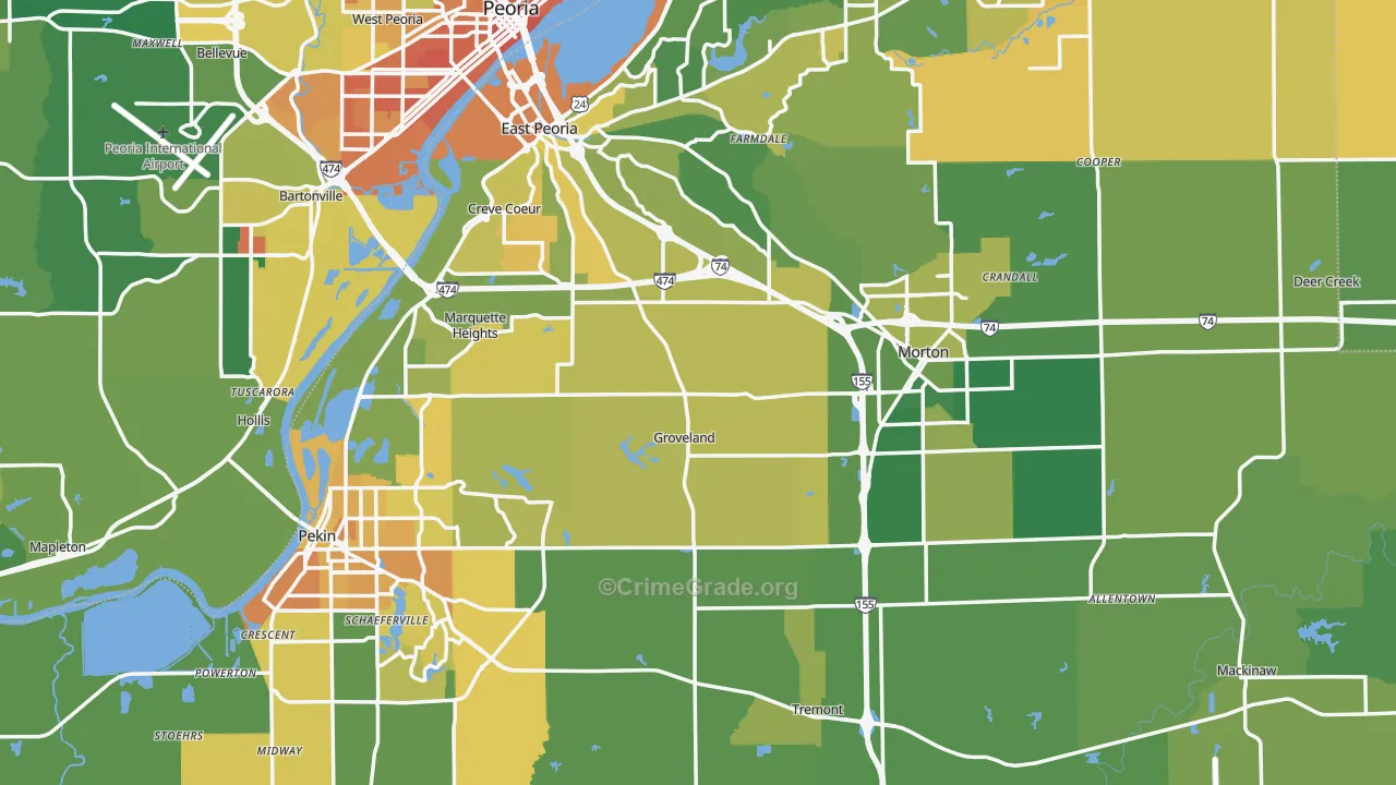 Tazewell County, IL Map of Murder Rates