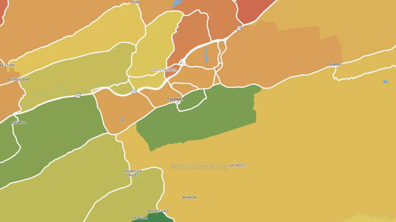 Tazewell, VA Map of Murder Rates