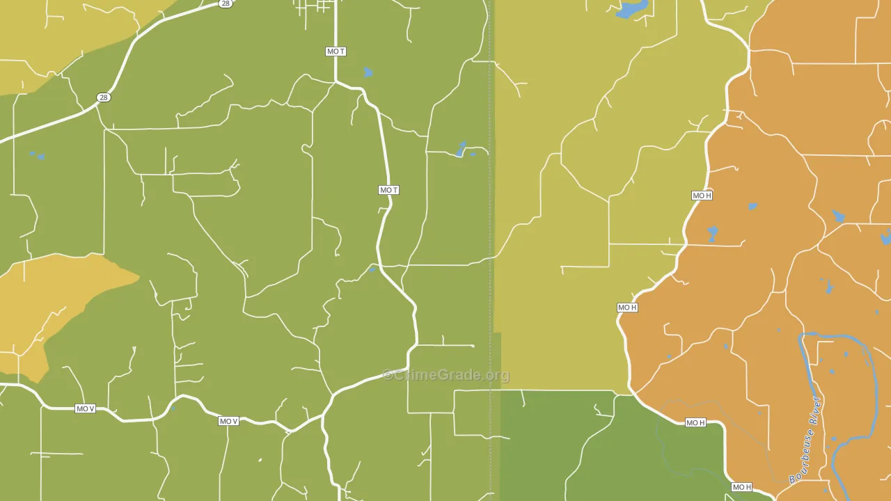 Tea, MO Map of Murder Rates