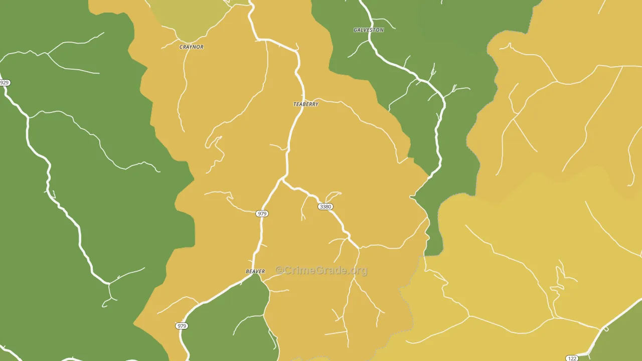 Teaberry, KY Map of Murder Rates