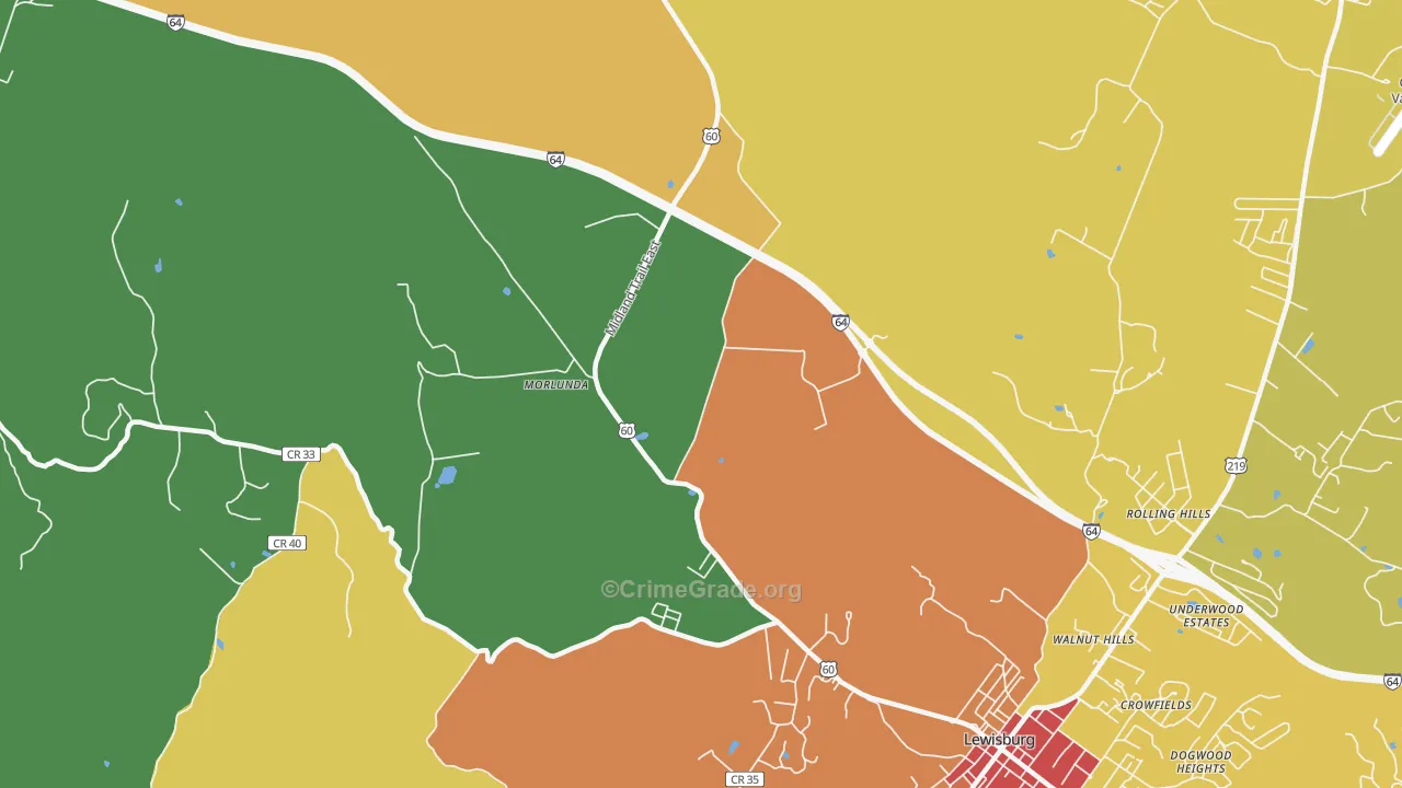Teaberry, WV Map of Murder Rates