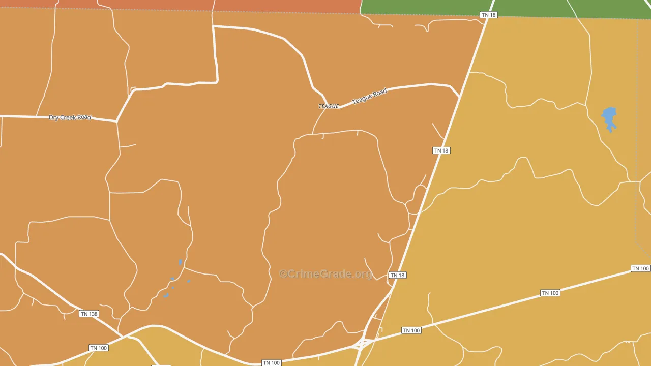 Teague, TN Map of Murder Rates
