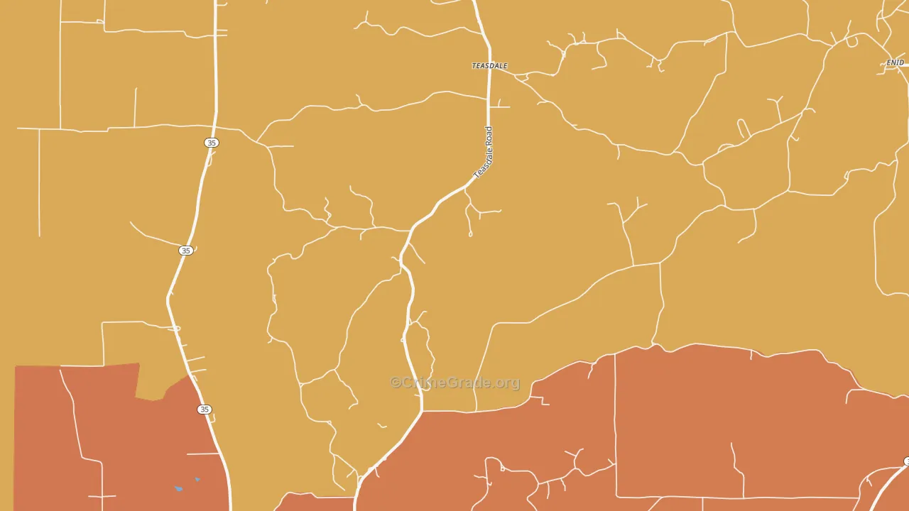 Teasdale, MS Map of Murder Rates