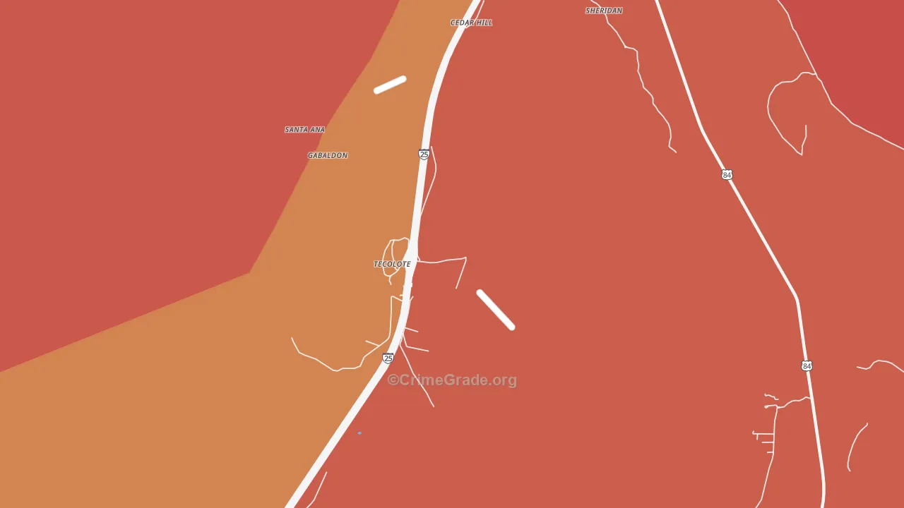 Tecolote, NM Map of Murder Rates