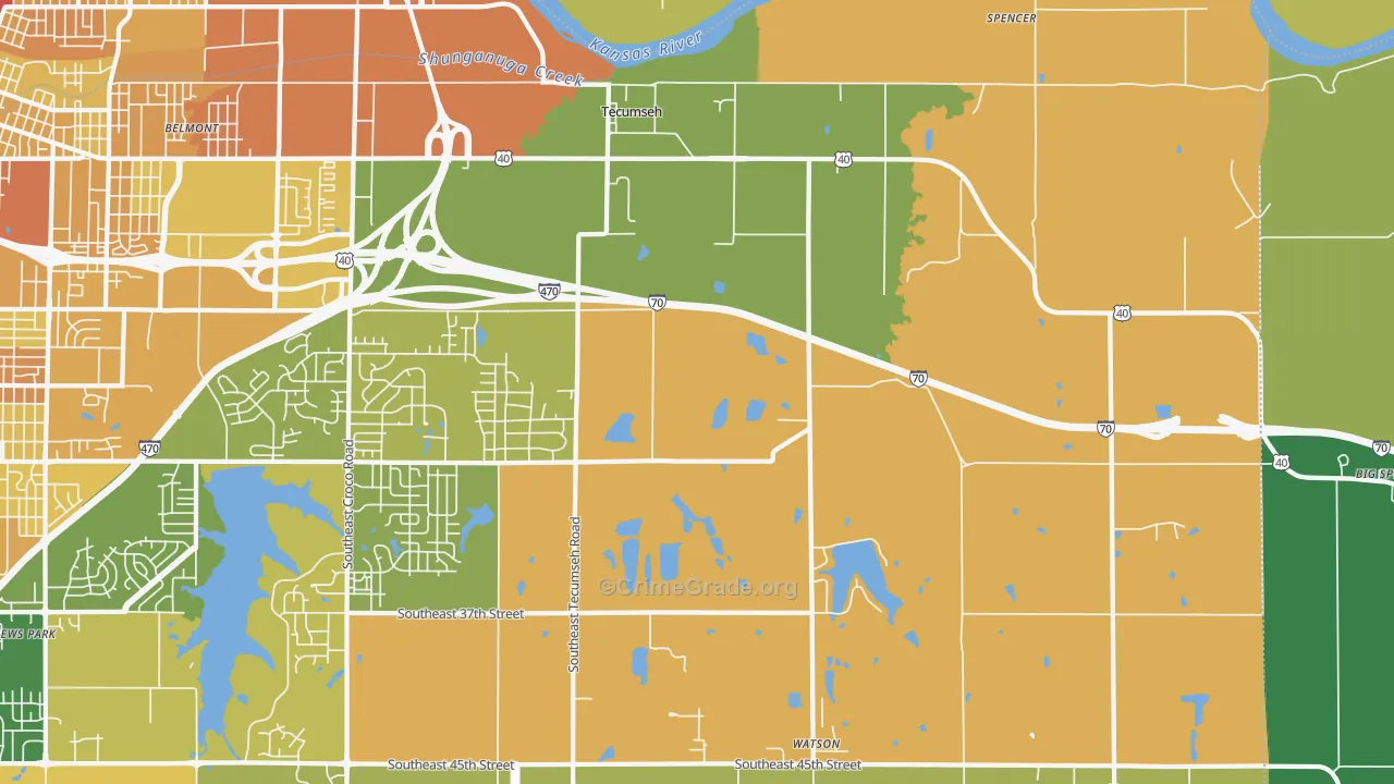 Tecumseh, KS Map of Murder Rates