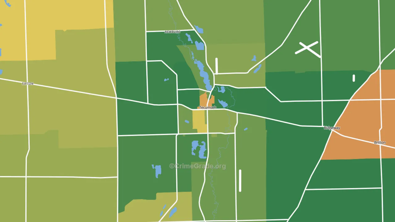 Tecumseh, MI Map of Murder Rates