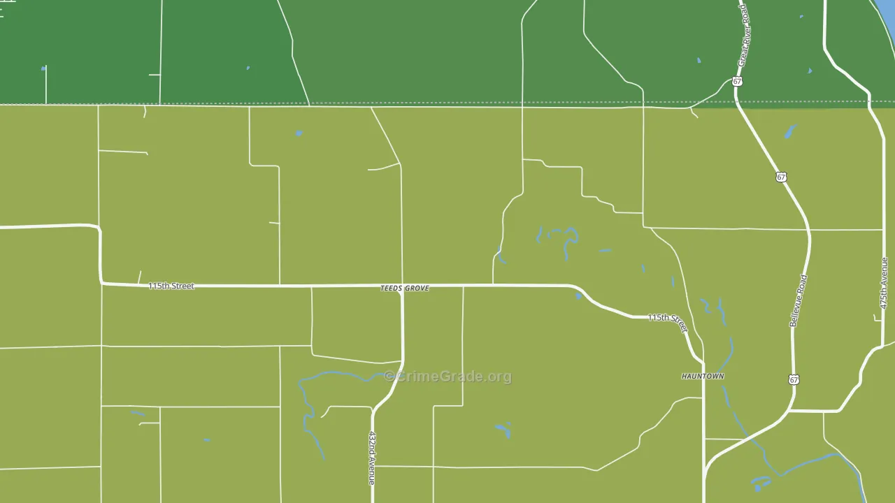 Teeds Grove, IA Map of Murder Rates