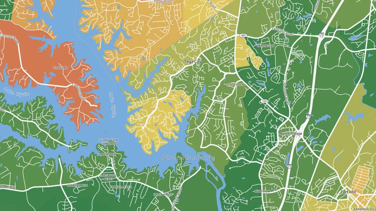 Tega Cay, SC Map of Murder Rates