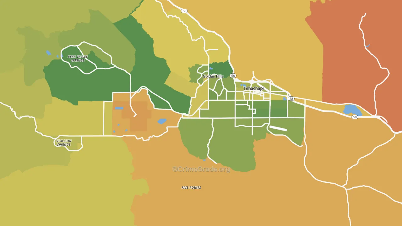 Tehachapi, CA Map of Murder Rates