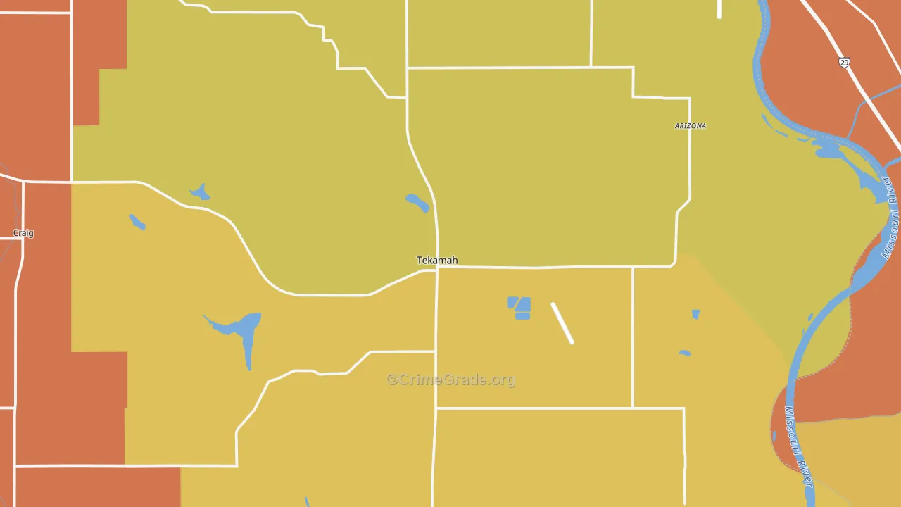 Tekamah, NE Map of Murder Rates