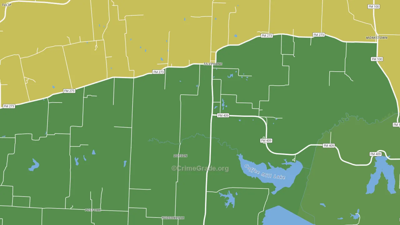 Telephone, TX Map of Murder Rates