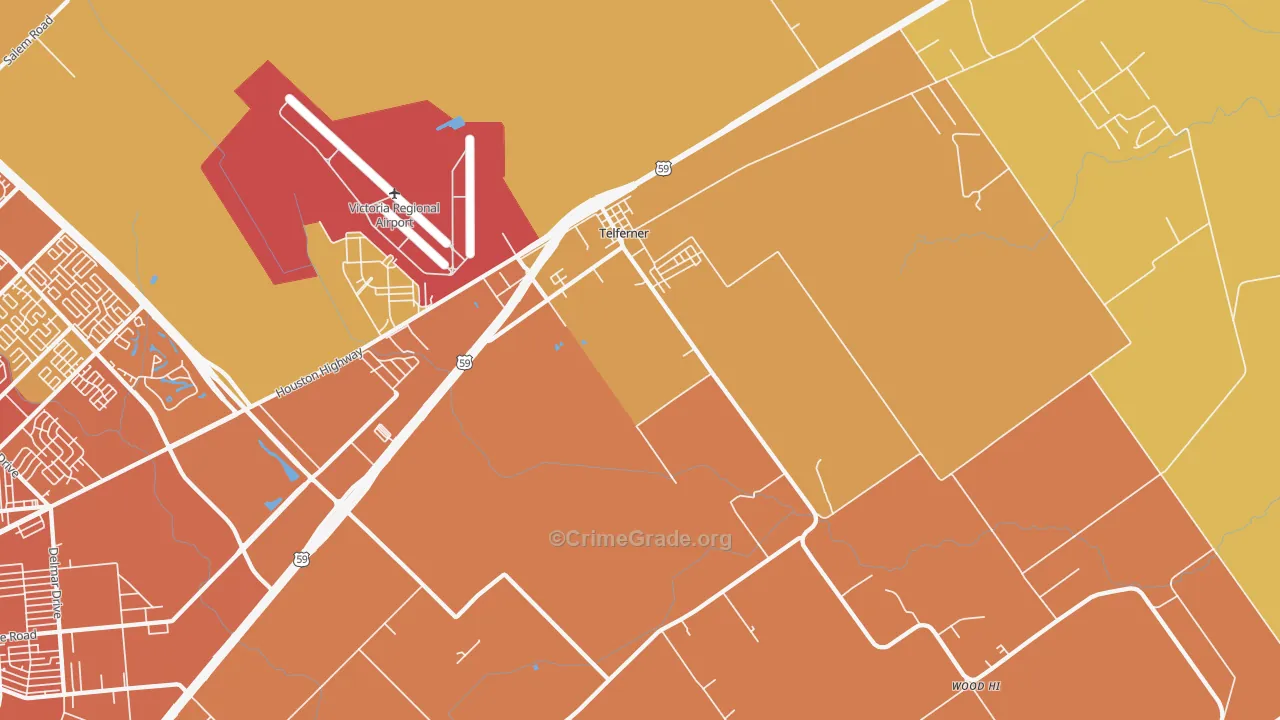 Telferner, TX Map of Murder Rates