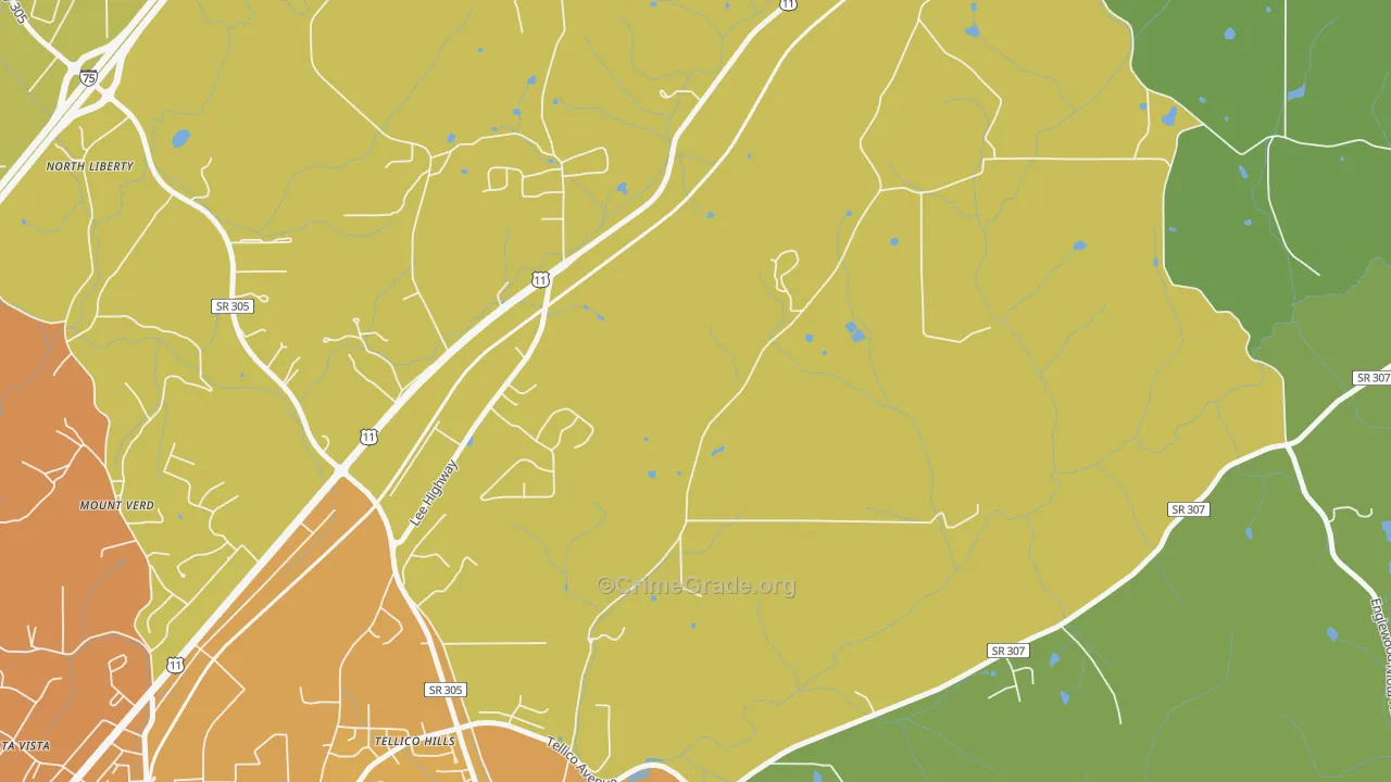 Tellico Hills, TN Map of Murder Rates