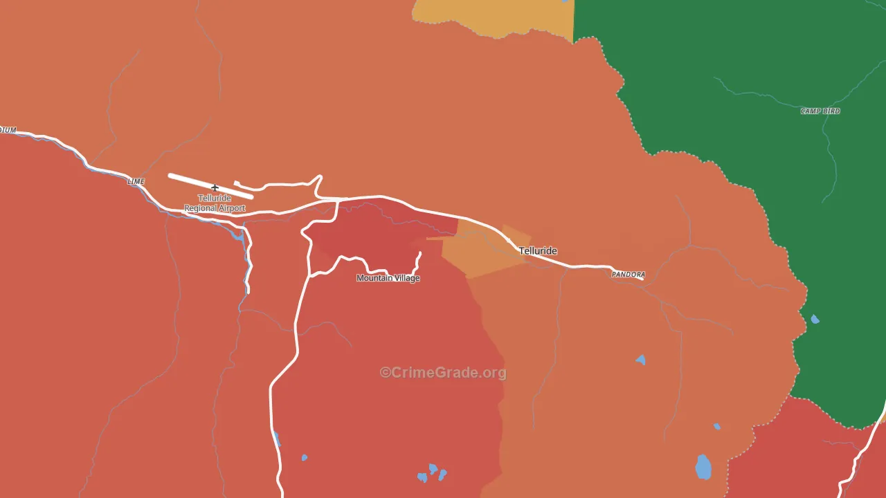 Telluride, CO Map of Murder Rates