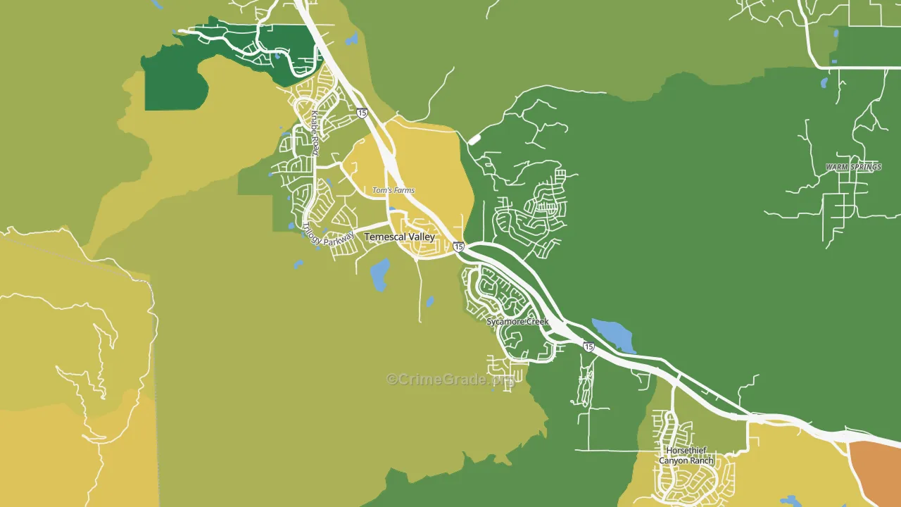 Temescal Valley, CA Map of Murder Rates