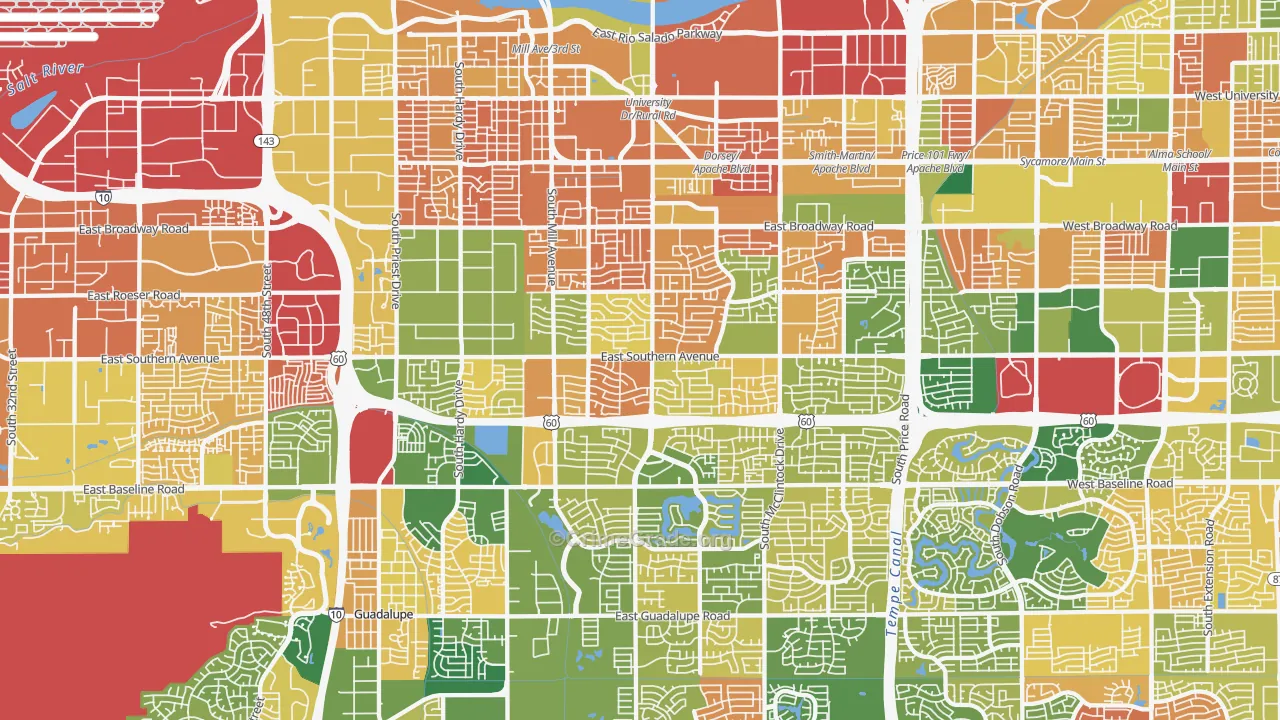 Tempe, AZ Map of Murder Rates