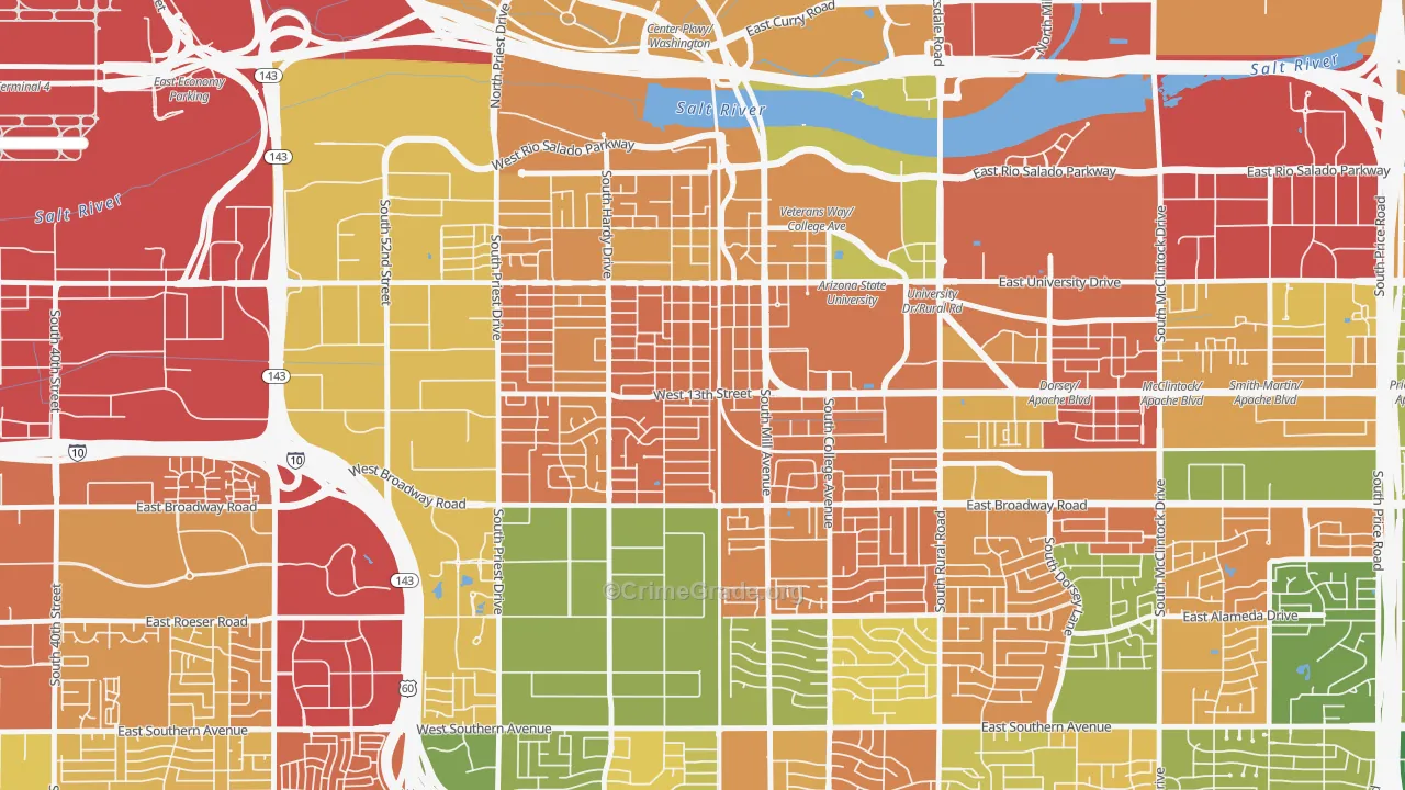 Tempe Junction, Tempe, AZ Map of Murder Rates
