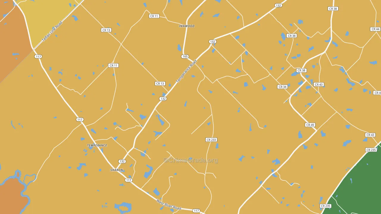 Temperance, GA Map of Murder Rates
