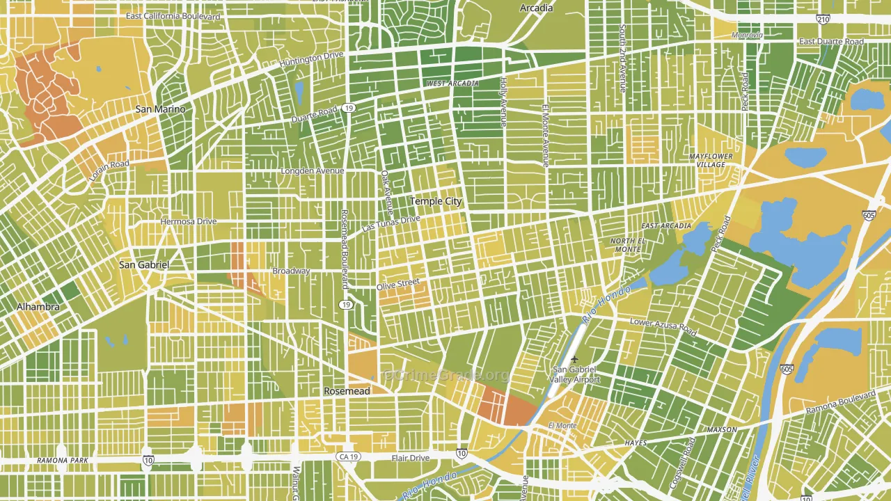 Temple City, CA Map of Murder Rates