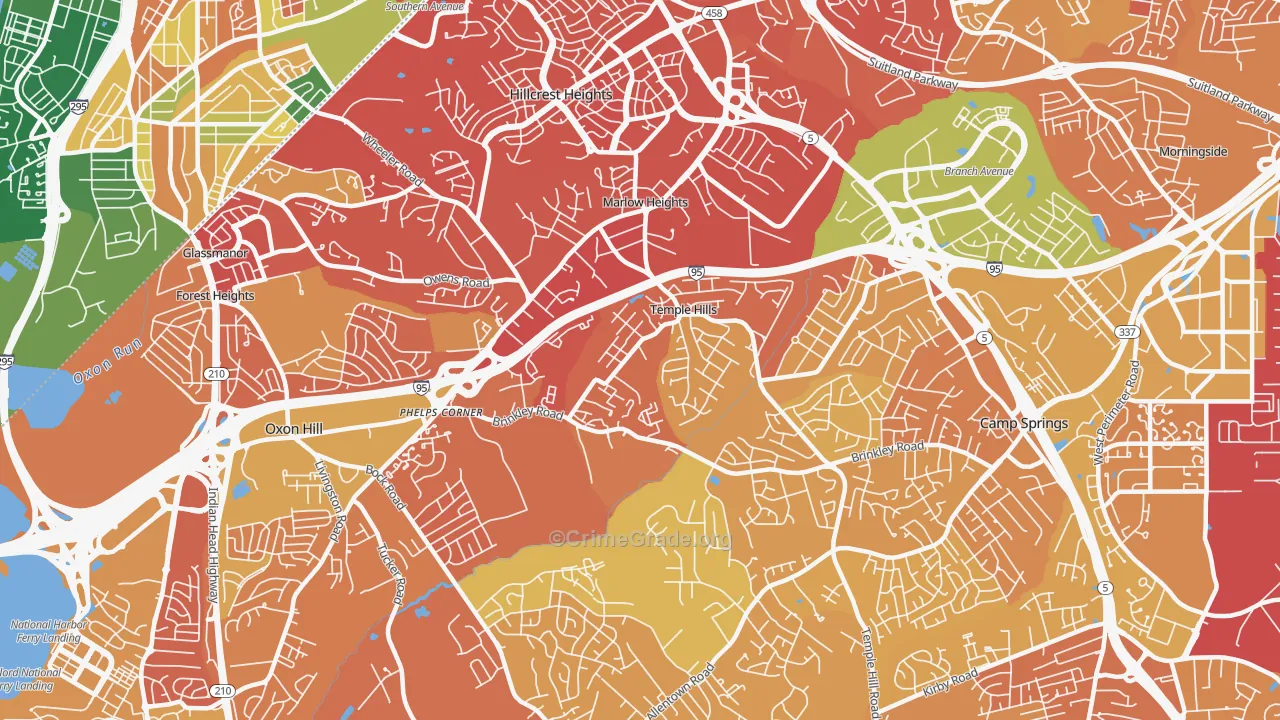 Temple Hills, MD Map of Murder Rates