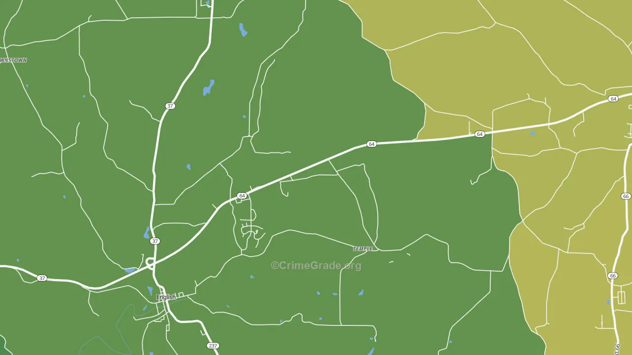 Temple, IN Map of Murder Rates