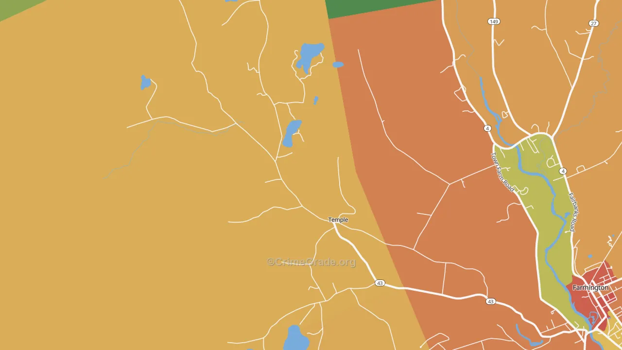 Temple, ME Map of Murder Rates