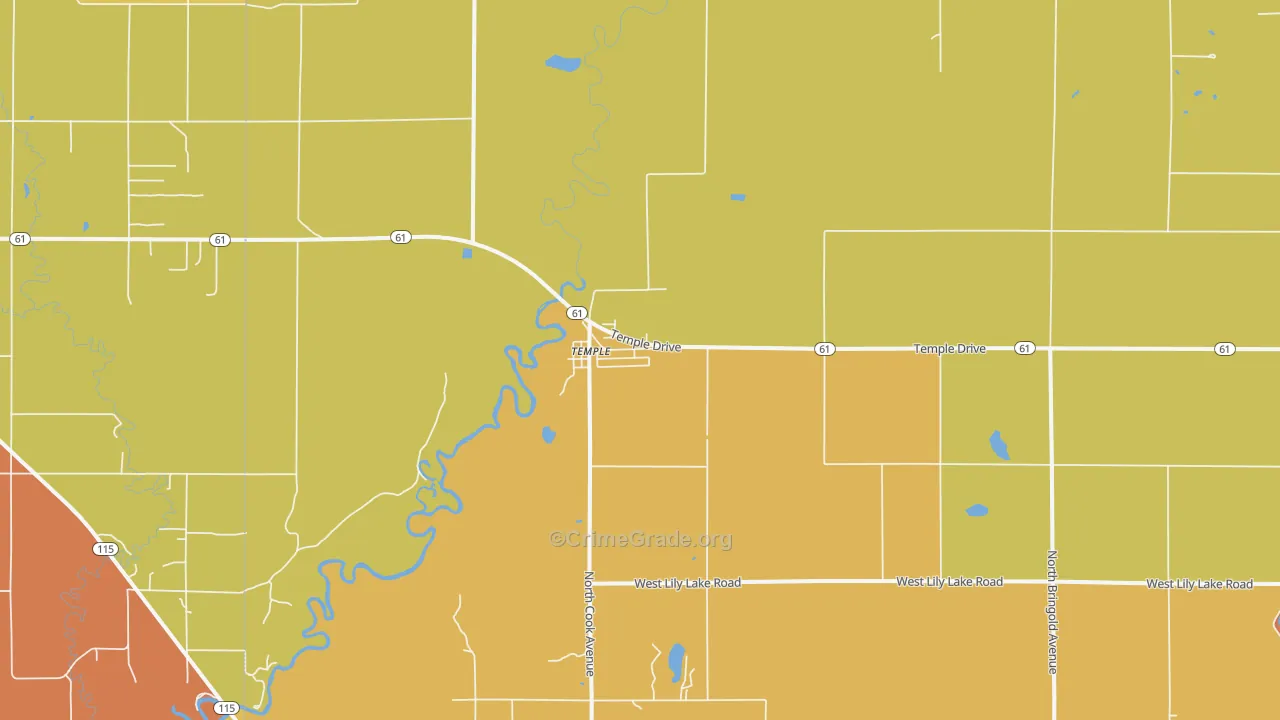 Temple, MI Map of Murder Rates