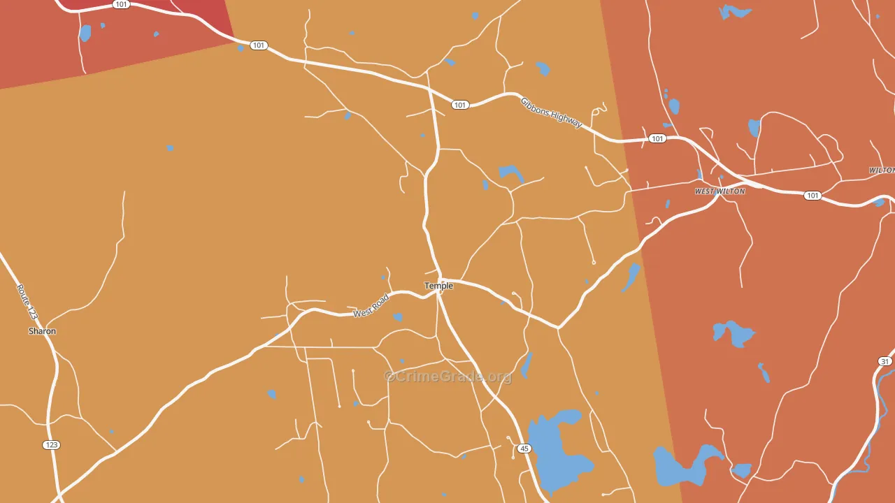 Temple, NH Map of Murder Rates