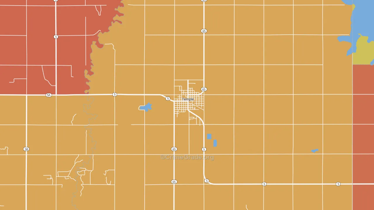 Temple, OK Map of Murder Rates