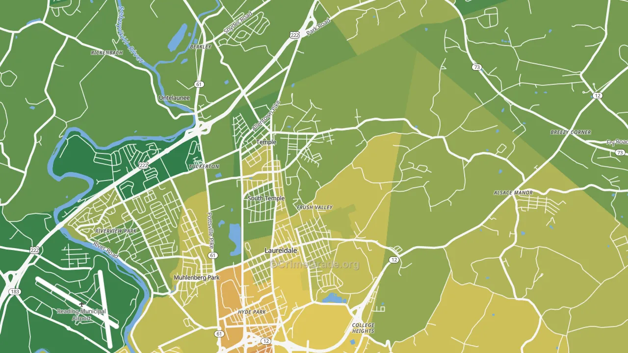 Temple, PA Map of Murder Rates