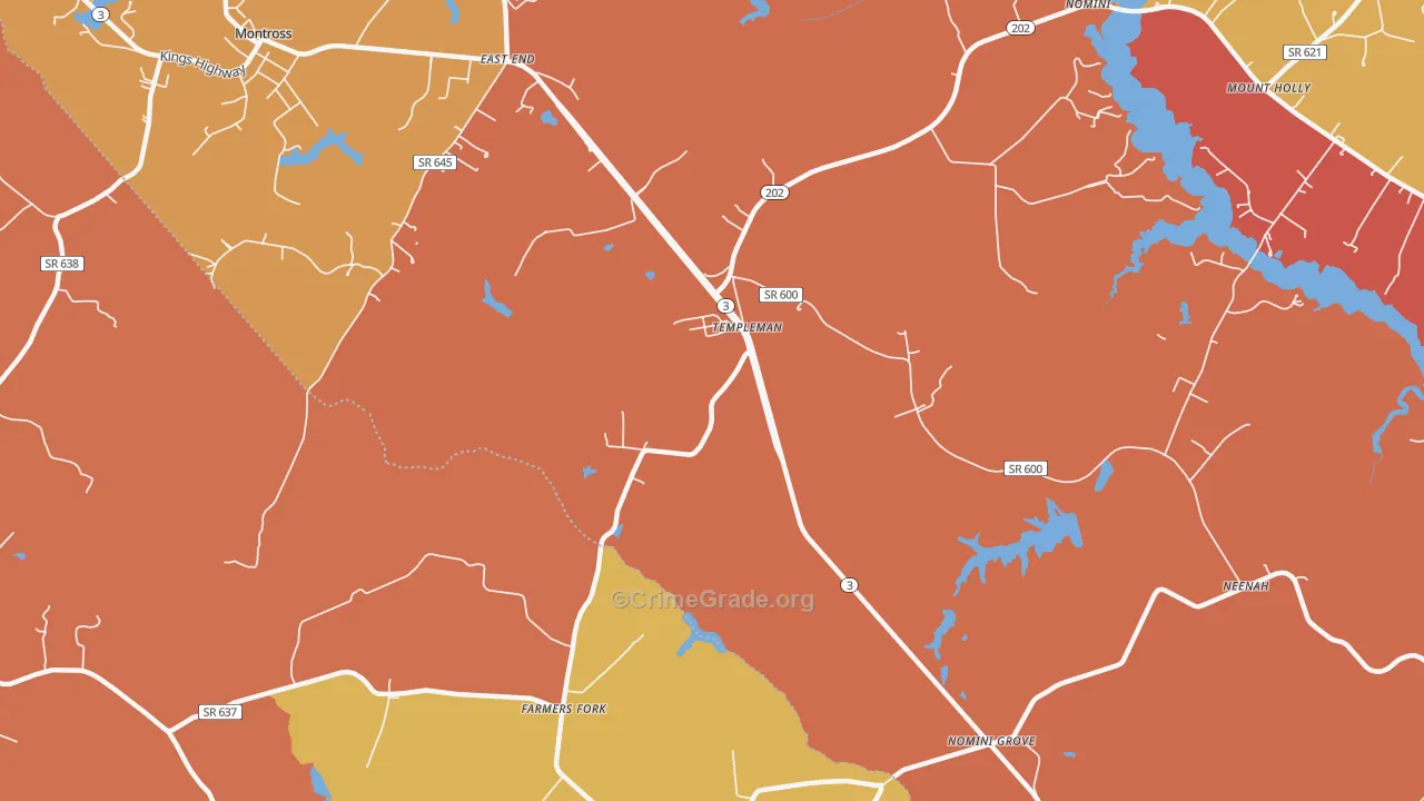Templeman, VA Map of Murder Rates
