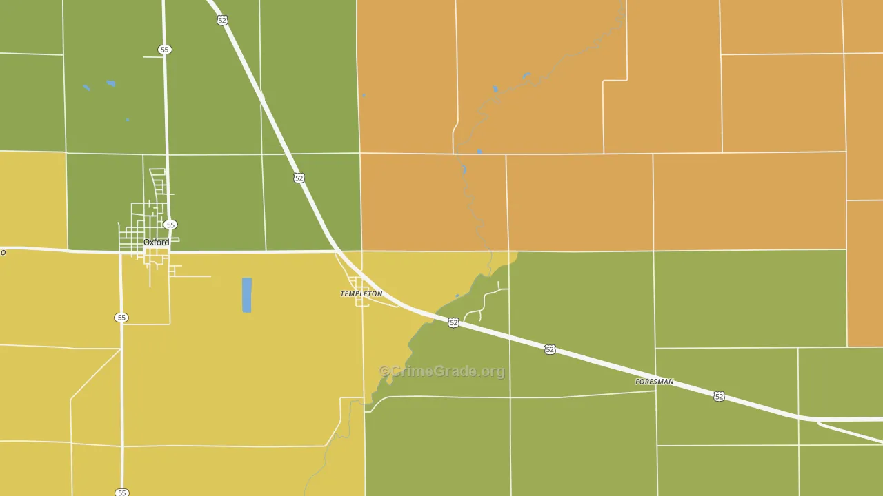 Templeton, IN Map of Murder Rates