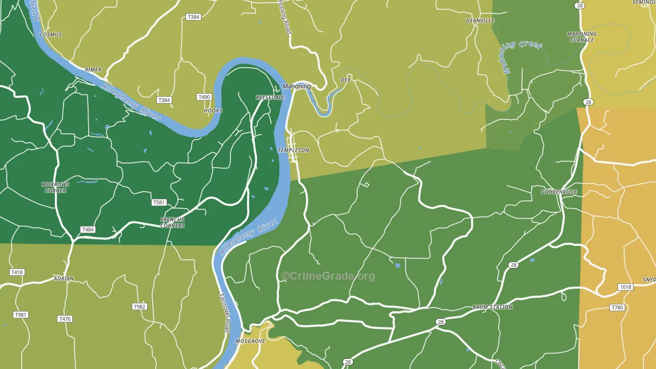 Templeton, PA Map of Murder Rates