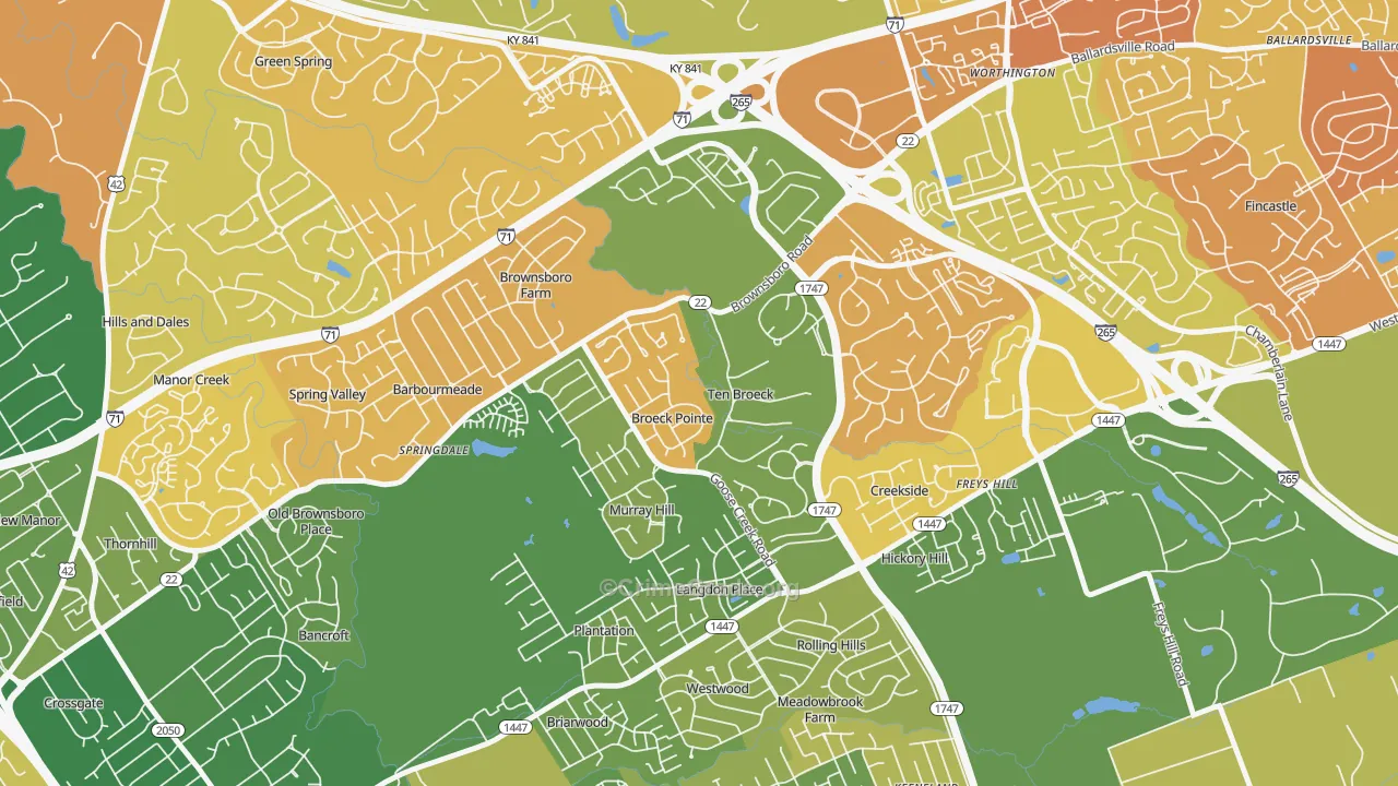 Ten Broeck, KY Map of Murder Rates