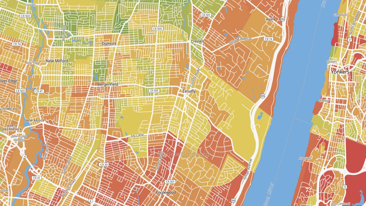 Tenafly, NJ Map of Murder Rates