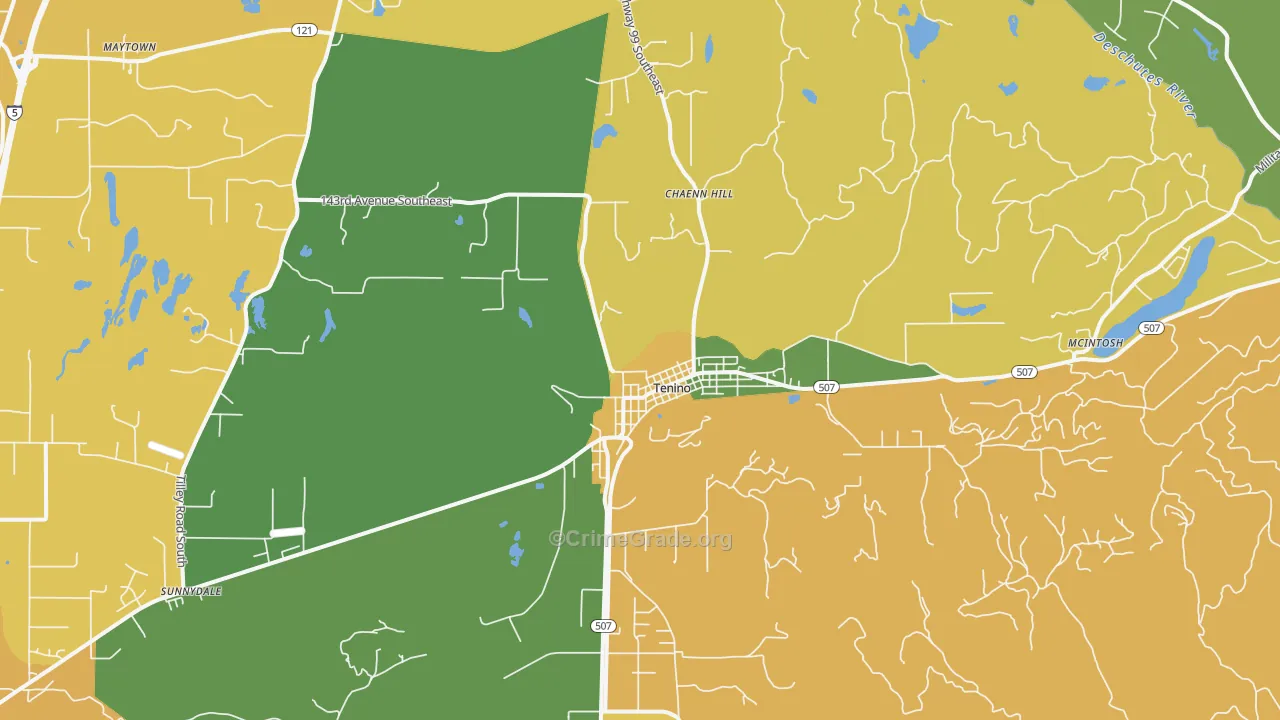 Tenino, WA Map of Murder Rates