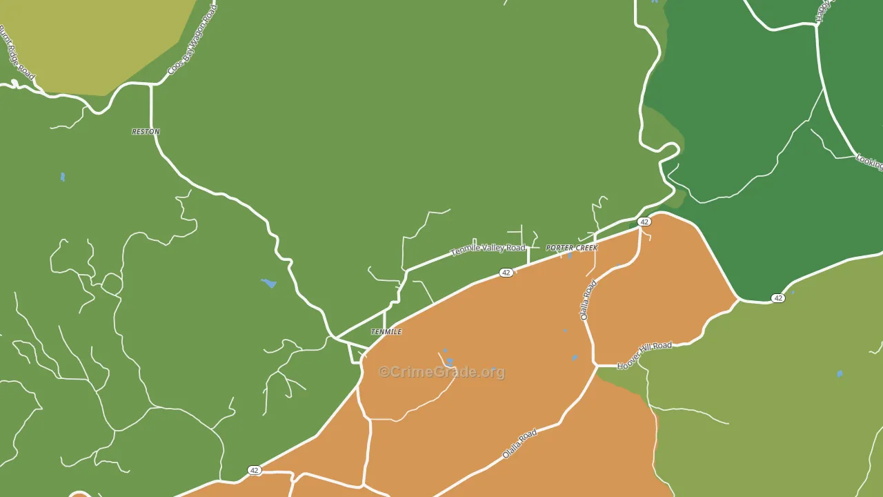 Tenmile, OR Map of Murder Rates