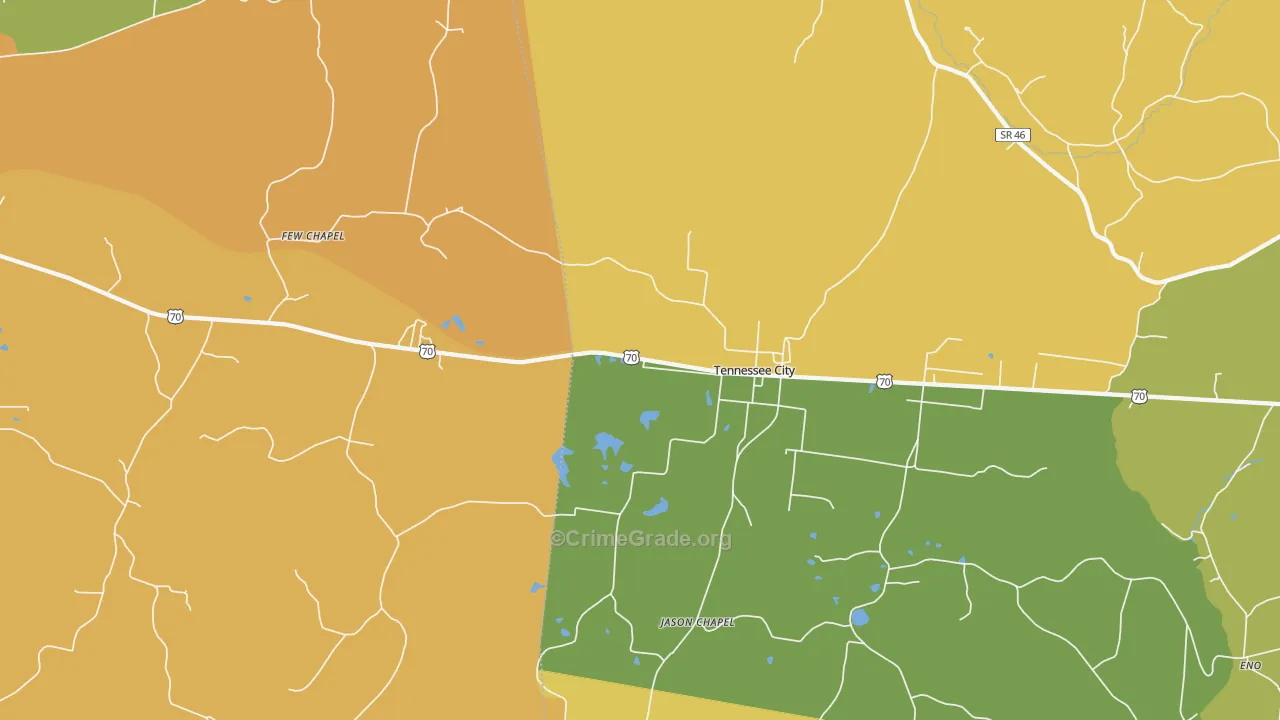 Tennessee City, TN Map of Murder Rates