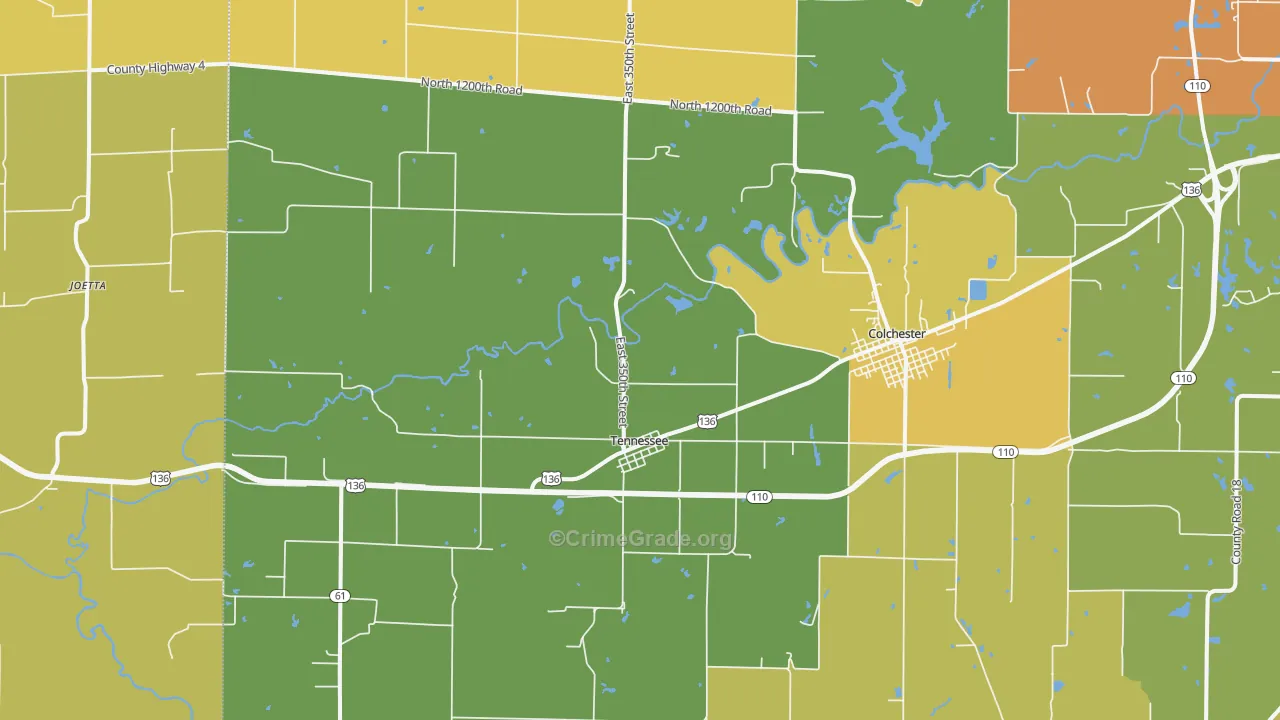 Tennessee, IL Map of Murder Rates