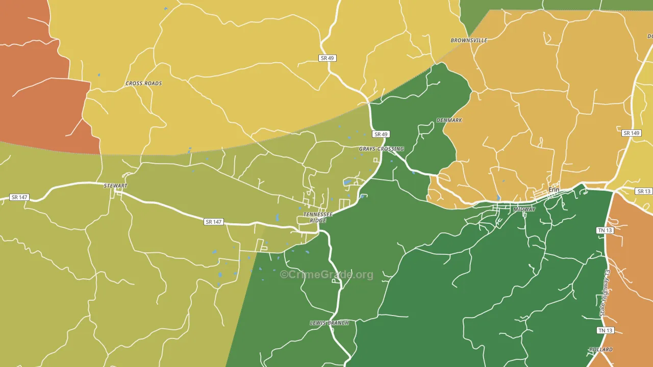 Tennessee Ridge, TN Map of Murder Rates