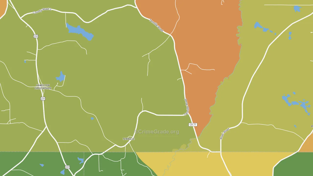 Tennille, AL Map of Murder Rates