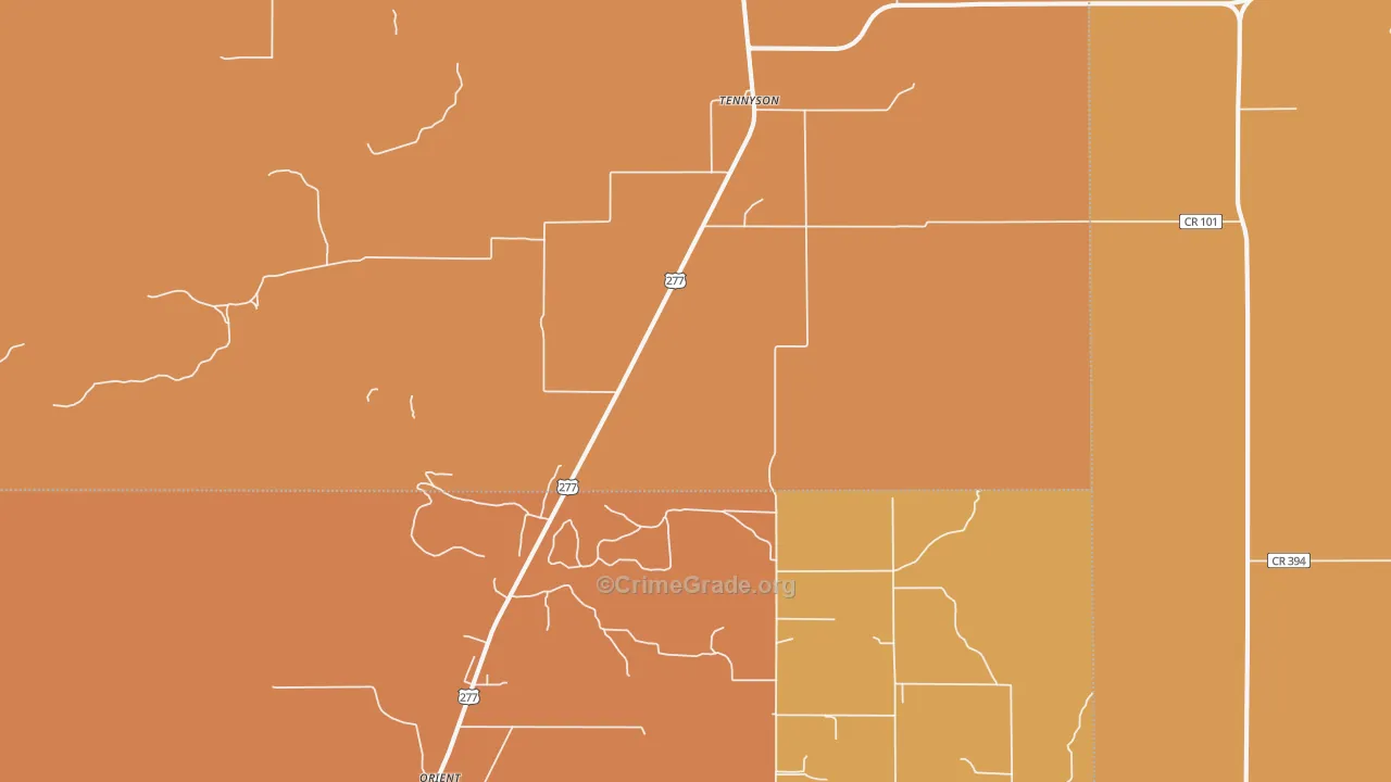 Tennyson, TX Map of Murder Rates