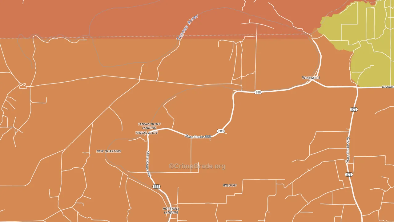 Tensas Bluff, LA Map of Murder Rates