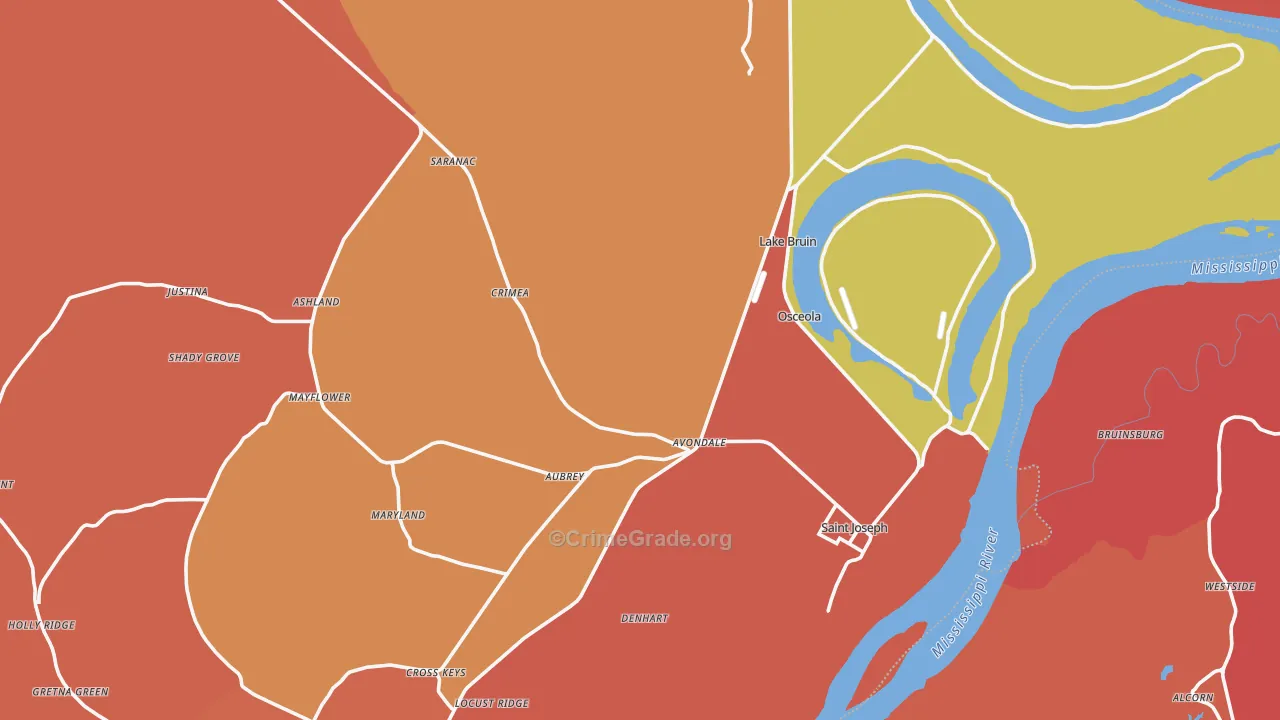 Tensas Parish, LA Map of Murder Rates
