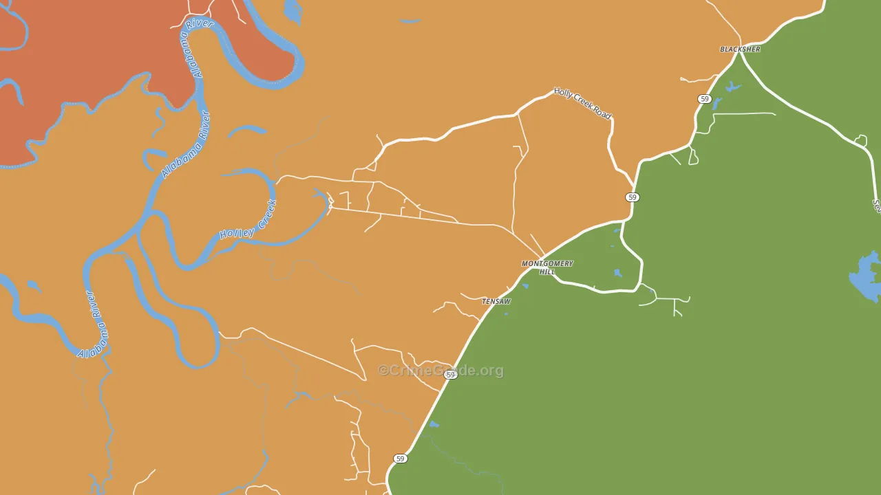 Tensaw, AL Map of Murder Rates