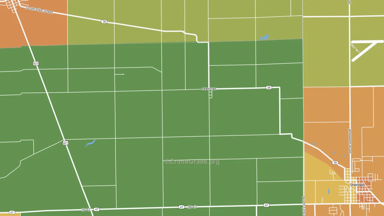 Terhune, IN Map of Murder Rates
