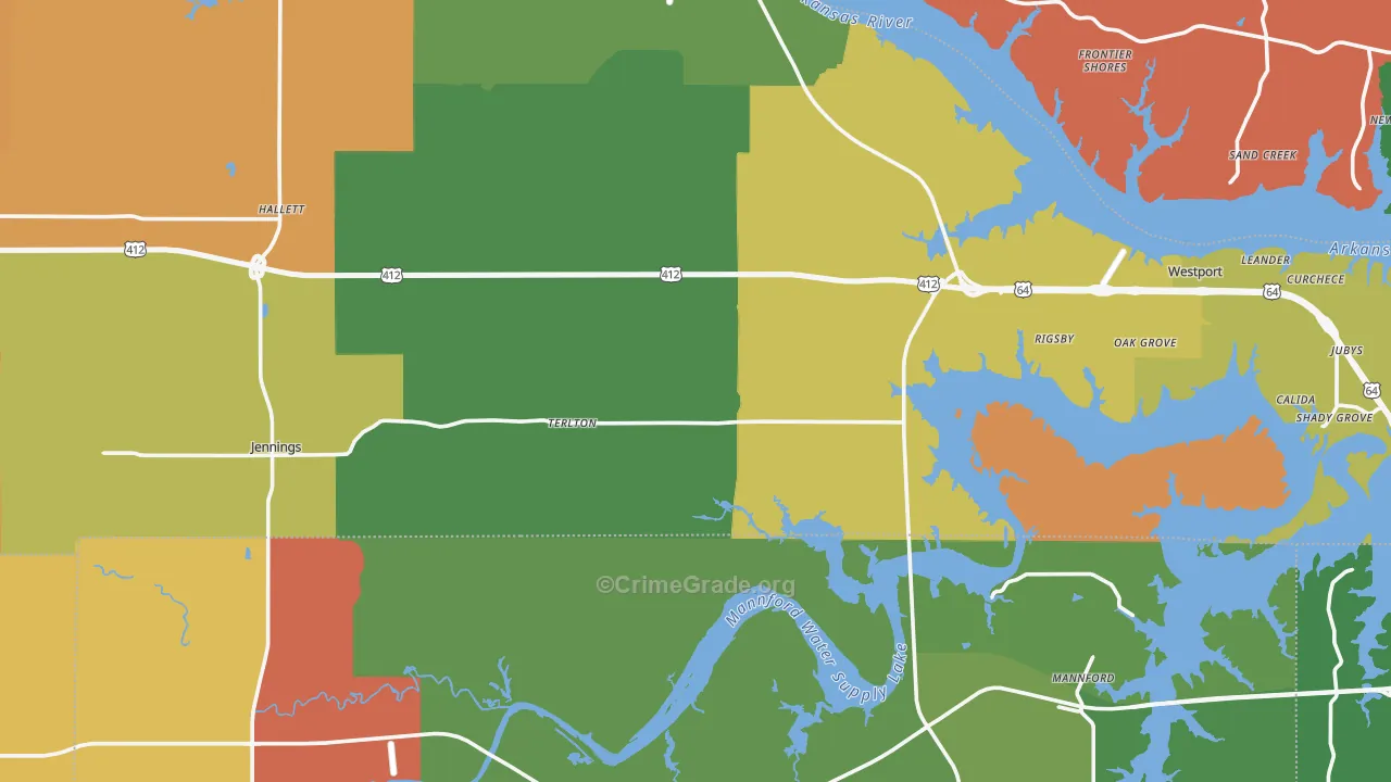 Terlton, OK Map of Murder Rates
